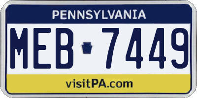 PA license plate MEB7449