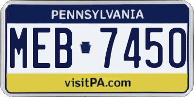 PA license plate MEB7450