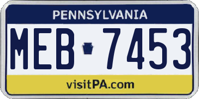 PA license plate MEB7453