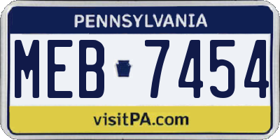 PA license plate MEB7454