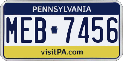 PA license plate MEB7456