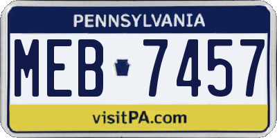 PA license plate MEB7457