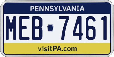 PA license plate MEB7461