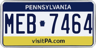 PA license plate MEB7464