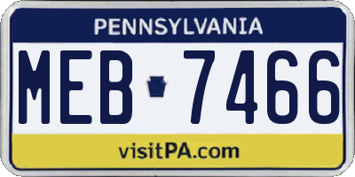 PA license plate MEB7466