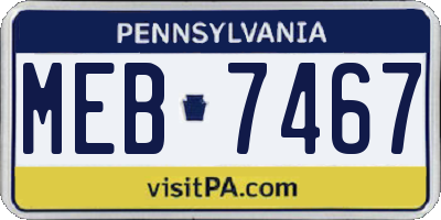 PA license plate MEB7467