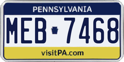 PA license plate MEB7468