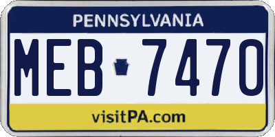 PA license plate MEB7470