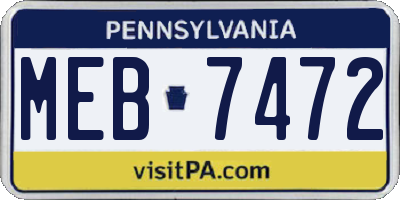 PA license plate MEB7472