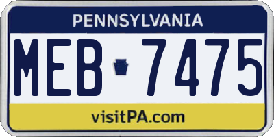 PA license plate MEB7475