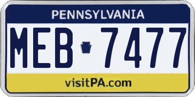 PA license plate MEB7477