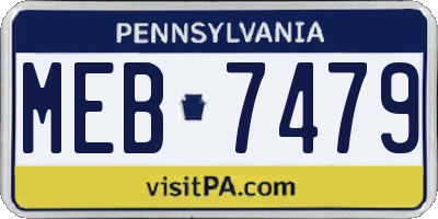 PA license plate MEB7479