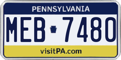 PA license plate MEB7480