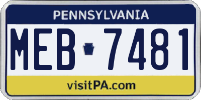 PA license plate MEB7481