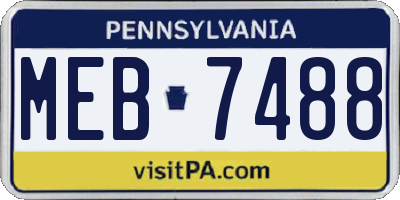 PA license plate MEB7488