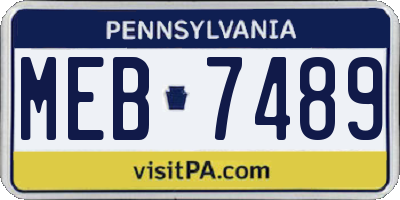 PA license plate MEB7489