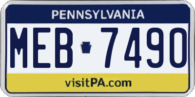 PA license plate MEB7490