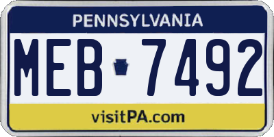 PA license plate MEB7492