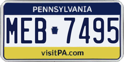 PA license plate MEB7495