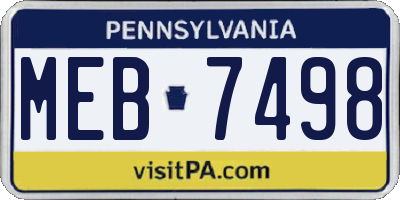 PA license plate MEB7498