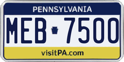 PA license plate MEB7500