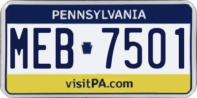 PA license plate MEB7501