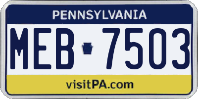 PA license plate MEB7503