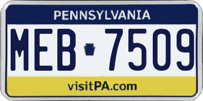 PA license plate MEB7509