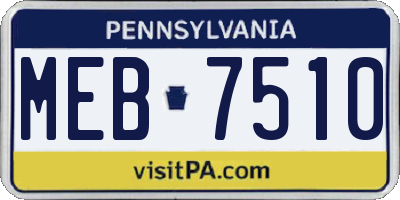 PA license plate MEB7510
