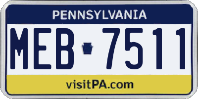 PA license plate MEB7511