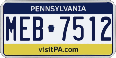 PA license plate MEB7512
