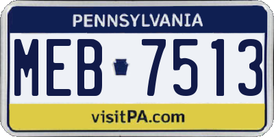 PA license plate MEB7513