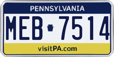 PA license plate MEB7514