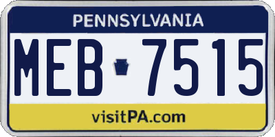 PA license plate MEB7515
