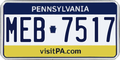 PA license plate MEB7517