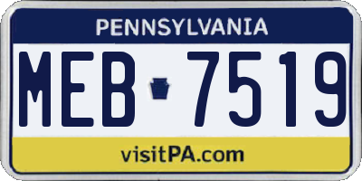 PA license plate MEB7519