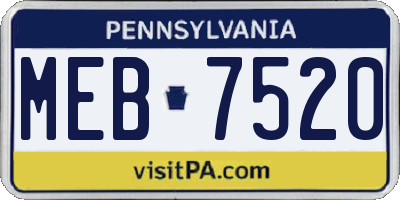 PA license plate MEB7520