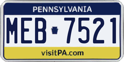 PA license plate MEB7521