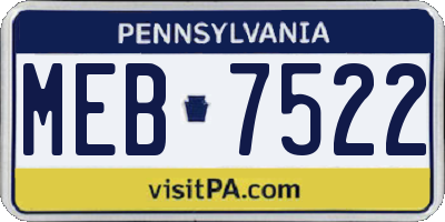 PA license plate MEB7522