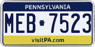 PA license plate MEB7523