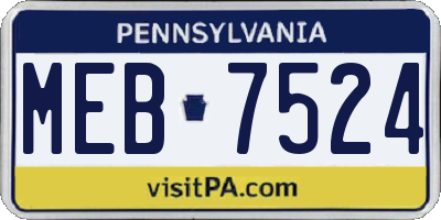 PA license plate MEB7524