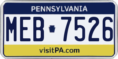 PA license plate MEB7526