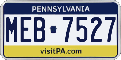 PA license plate MEB7527