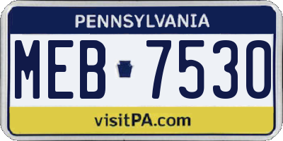 PA license plate MEB7530