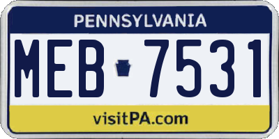 PA license plate MEB7531
