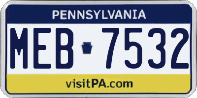 PA license plate MEB7532