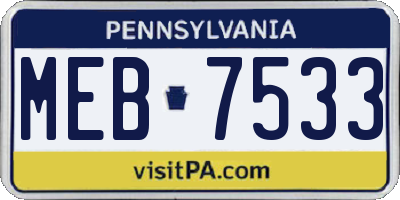 PA license plate MEB7533