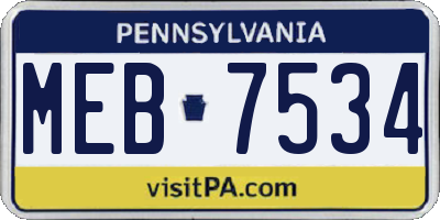PA license plate MEB7534