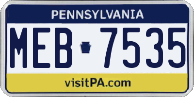 PA license plate MEB7535