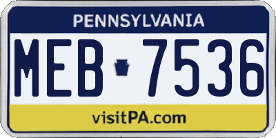 PA license plate MEB7536